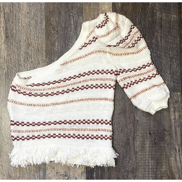 House of Harlow 1960 Sweaters - House of Harlow 1960 One Shoulder Cropped Knit Fringe Sweater Boho Small